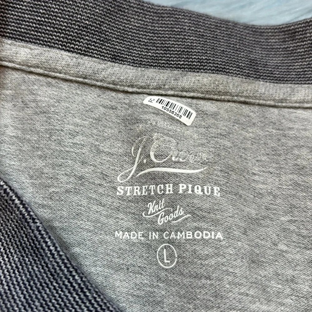 J. Crew Grey Stretch Pique Short Sleeve Pocket Polo sz L